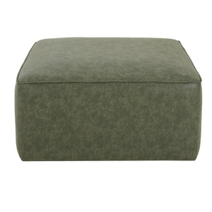 English Elm Upholstered Corduroy Square Ottoman Plywood Frame Sectional Footrest for Living Room Green N757P414087G