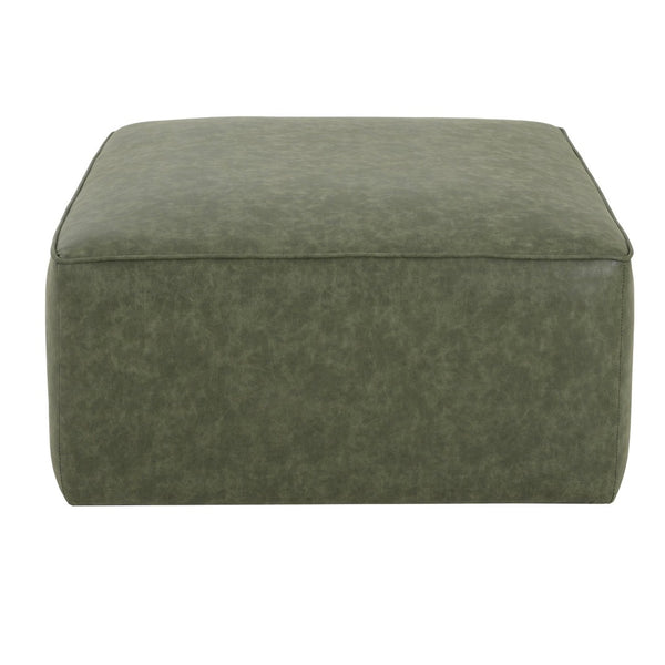 English Elm Upholstered Corduroy Square Ottoman Plywood Frame Sectional Footrest for Living Room Green N757P414087G