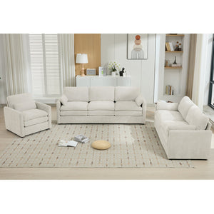 English Elm Cozy Oversized Chenille Sofa Set - Cloud-Like Comfort With Double Cushions & Ergonomic Design, Beige N719S001920A