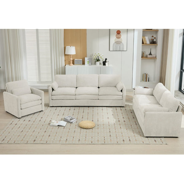 English Elm 101.2" Modular Chenille Sectional Sofa with Tufted Cushions and Deep Seating for Living Room Beige N719S001923A