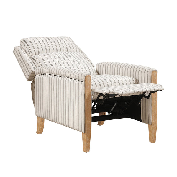 English Elm Classic Farmhouse Push-Back Recliner Chair with Striped Fabric, Nailhead Trim, Solid Wood Frame, 300lb Capacity B011P396186