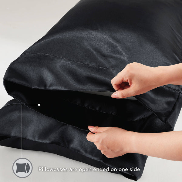 English Elm 4 Luxury Satin Twin Sheet Set - 100% Polyester, Soft Smooth 90g Finish, Deep Pocket Fit & Breathable Comfort Black 11.81 L x 9.84 W x 3.15 H B035P319692