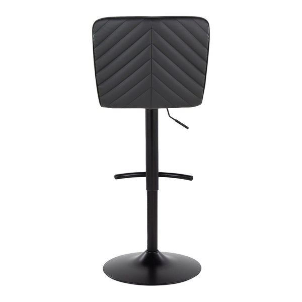 English Elm Henry Contemporary Adjustable Barstools - Set Of 2, Black Faux Leather & Metal, 360° Swivel Comfort B202S00940