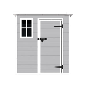 English Elm 6x6 Ft Resin Outdoor Storage Shed with Floor Lockable Doors Window and Vents W1598S00017