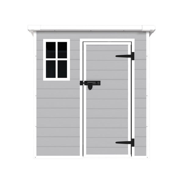 English Elm 6x6 Ft Resin Outdoor Storage Shed with Floor Lockable Doors Window and Vents W1598S00017