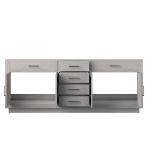 English Elm White Oak Double Bath Vanity - Elegant 84" Midcentury Design With Ample Storage & Soft-Close Features B2731P257872-GIGA