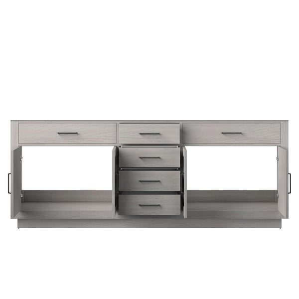 English Elm White Oak Double Bath Vanity - Elegant 84" Midcentury Design With Ample Storage & Soft-Close Features B2731P257872-GIGA