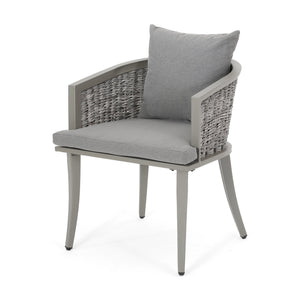 English Elm Christopher Knight Home® - PEBBLE Chair Gray PE Rattan Lounge with Iron Frame and Waterproof Cushion — Stylish Compact 30x18.6" 67847.00GRY