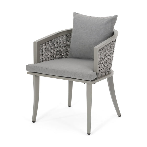 English Elm Christopher Knight Home® - PEBBLE Chair Gray PE Rattan Lounge with Iron Frame and Waterproof Cushion — Stylish Compact 30x18.6" 67847.00GRY