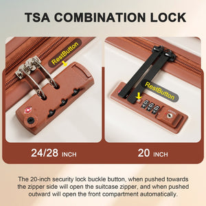 English Elm Luggage 5 Piece Abs Hardshell Travel Set with Usb Port Spinner Wheels and Tsa Lock Brown+White N732P265290K