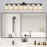 English Elm Modern 8-Light Vanity Bathroom Mirror Light, Frosted White Glass With Black Iron Frame, Contemporary Wall Sconce For Bedroom, Bathroom, and Dressing Room (Bulb Not Included)