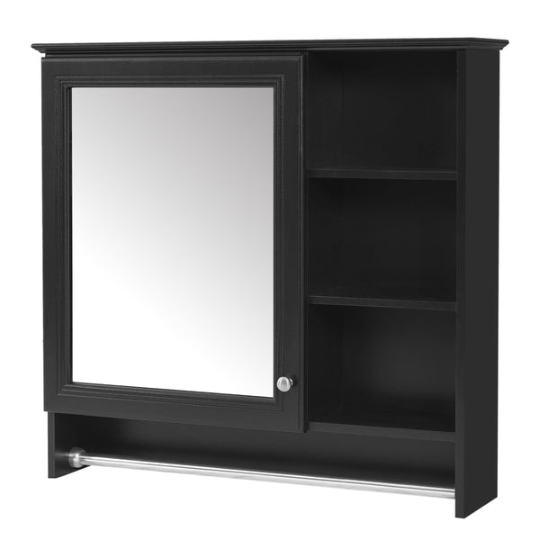 English Elm 30 Inch Wall Mount Mirror Cabinet Mdf Storage with Soft Close Hinges Bathroom Vanity Black N710P186086B