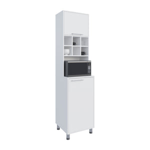 English Elm Kitchen Pantry Modern Engineered Wood Cabinet with 2 Doors, 8 Shelves, 4 Legs for Organized Storage White 46.85 L x 21.65 W x 6.3 H B097P296805