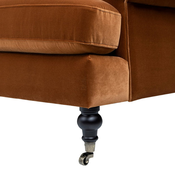 English Elm Alana Velvet Three Cushion Sofa Hardwood Frame Tight Back Living Room Seating B2719P479037