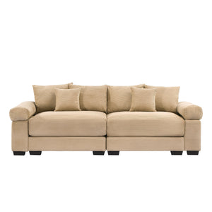 English Elm 92" Oversized Modular Sectional Couch - Cloud-Like Comfort In Soft Camel Corduroy, Ergonomic Design W714S01301