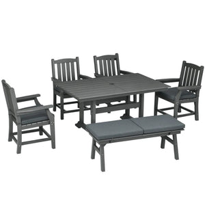 English Elm Outdoor Hdpe 6 Piece Patio Dining Set with Armchairs Loveseat and Rectangular Table T3971S00185