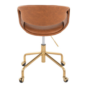 English Elm Task Chair with Chrome Five Star Base Grey Fabric Seat for Modern Home Office Use Camel,Gold B202P474186