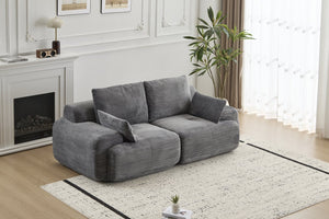 English Elm Modern 2-Seater Memory Foam Sectional Sofa - Pet-Friendly Corduroy Loveseat, No Assembly, Grey W3723P346961
