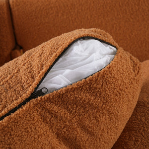 English Elm Christopher Knight Home® - 83.86" 3-Seater Sofa in Teddy Velvet with Curved Armrests & Solid Wood Legs, Plush Durable Comfort Orange N765P331021Y