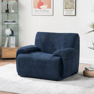English Elm 42" Wide Chenille Stripe Accent Chair Deep Seat Foam Lounge for Bedroom or Apartment Navy W3118P453258