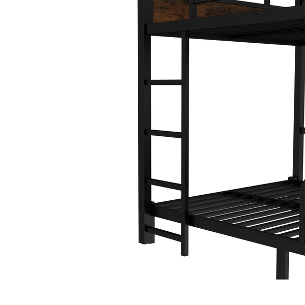 English Elm Twin Xl Solid Pine Loft Bed with Built-in Led Lighting and Storage Shelves Vintage,Wood W1580S00443