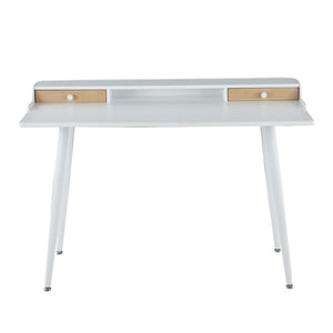 English Elm Desk with Powder-coated Steel Legs and Natural Wood Accents for Modern Home Office B202P471628
