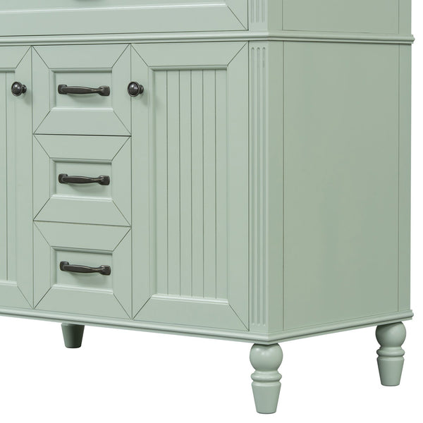 English Elm 36 Inch Bathroom Vanity with Ceramic Sink, Durable MDF & Solid Wood Frame, Soft-Close Doors, Luxe Handles, Ample Organized Storage, Modern Freestanding Design Green N725P314034F