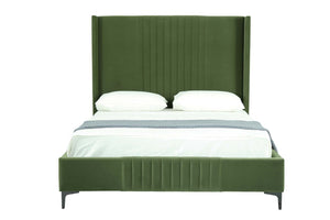 English Elm Promenade Upholstered Velvet Queen Bed - Luxurious Moss Green Design With Modern Comfort & Style B365S00050-GIGA