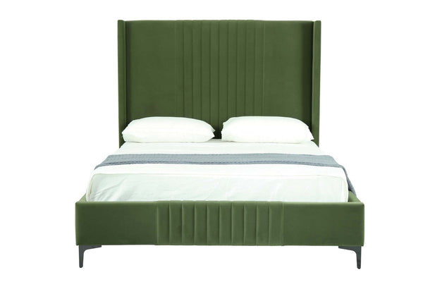 English Elm Promenade Upholstered Velvet Queen Bed - Luxurious Moss Green Design With Modern Comfort & Style B365S00050-GIGA