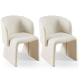 English Elm Modern Dining Chair Accent Chair White Single Sofa Chair,Upholstered Side Chair Teddy Comfy Chair For Dining Room/Bedroom/Living Room/Reception-Off White-1 Piece