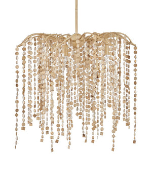 Currey & Company Kealia Large Chandelier - Stunning Biophilic Design With Hand-beaded Shells And Adjustable Height Natural Coco Shells ,Shells ,Wrought Iron 9000-1301-currey-company
