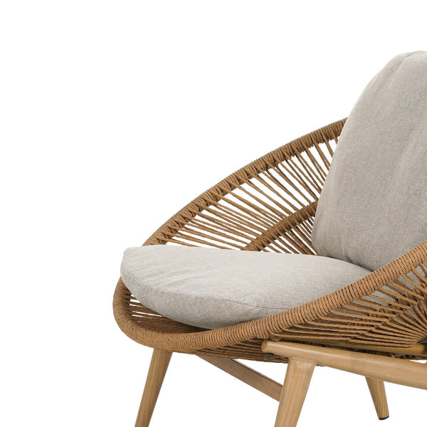 English Elm Christopher Knight Home® - Cyril Outdoor Papasan Lounge Chair - Light Brown Wicker & Beige Cushion For Stylish Relaxation N775P290578B
