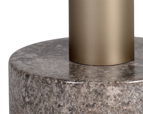 Sunpan Monaco End Table: Modern Elegance with Unique Marble Design and Durable Iron Base for Any Room Gold / Grey Marble / Charcoal Grey