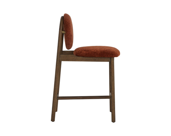 Sunpan ORABELL Counter Stool - Sculptural Mid-Century Design with Rich Opera Spice Upholstery & Brass Accents 112413
