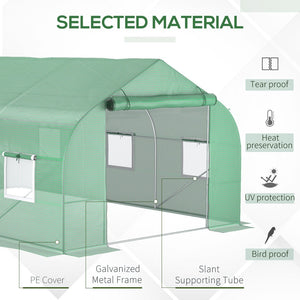 English Elm Outsunny Walk-in Tunnel Greenhouse Steel Frame Pe Cover Mesh Vents Garden Grow Shelter W2225P200412