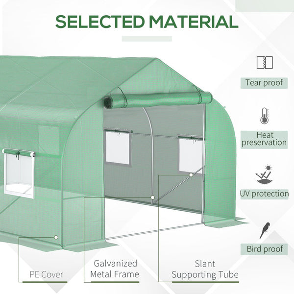 English Elm Outsunny Walk-in Tunnel Greenhouse Steel Frame Pe Cover Mesh Vents Garden Grow Shelter W2225P200412