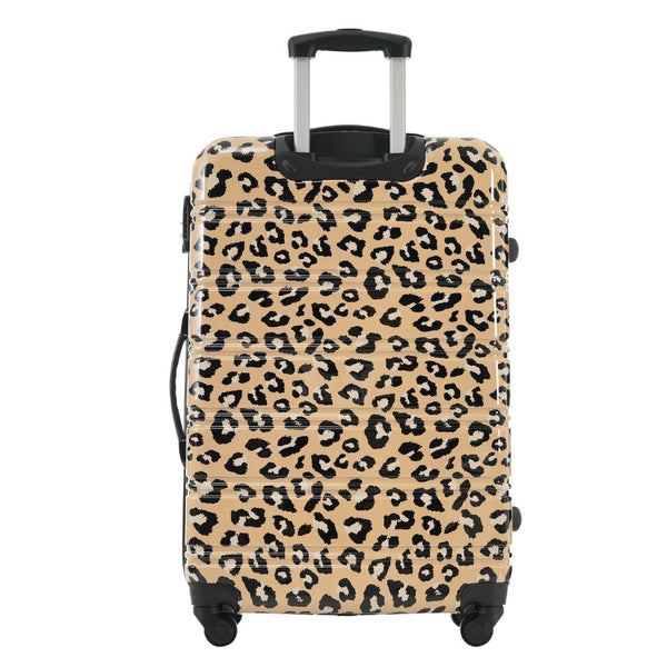 English Elm Hardshell Polycarbonate Luggage Set Three Piece Spinner Suitcases with Tsa Lock Brown Leopard N732P218227W