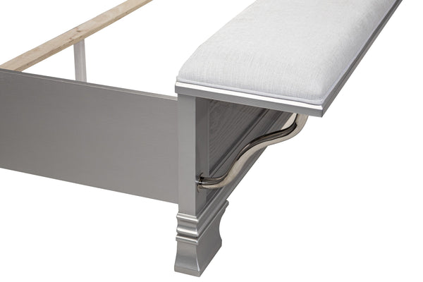 English Elm Cotemporary Queen Bed with Double-Arched Headboard, Glitter Stripe & Built-In LED Lighting, Upholstered Plush Gray 23 L x 15 W x 67 H B011S01693