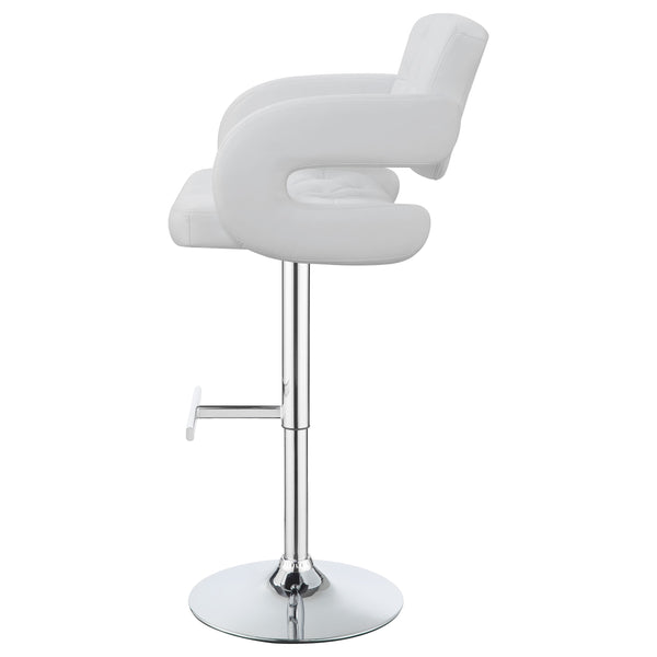 English Elm Brandi Upholstered White Adjustable Bar Stool with Chrome Pedestal, Plush Leatherette Comfort, Height-Adjustable Elegance B062P344930