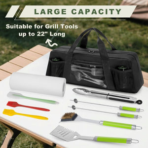 English Elm Large Grilling Tool Organizer Bag with Mesh Pockets and Shoulder Carry Option W2181P483973