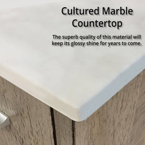 English Elm Rustic Acacia Double Bath Vanity With Cultured Marble Top & 70" Mirror - Elegant Storage Solution B2731S01514-GIGA