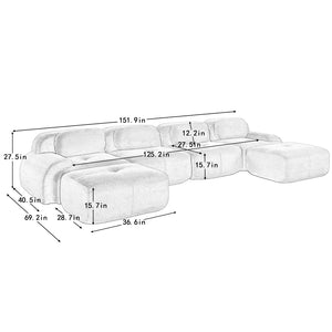 English Elm U-shaped Corduroy Sectional Sofa Modular Deep Lounge Design for Living Rooms W714S01363