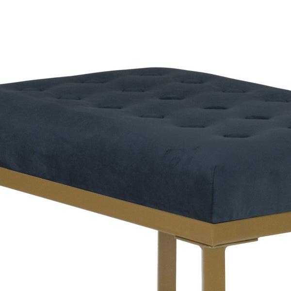 English Elm Metal X-base Bench Tufted Navy Velvet Seat Gold Frame Bedroom Entryway Glam Blue+Gold B056P417121