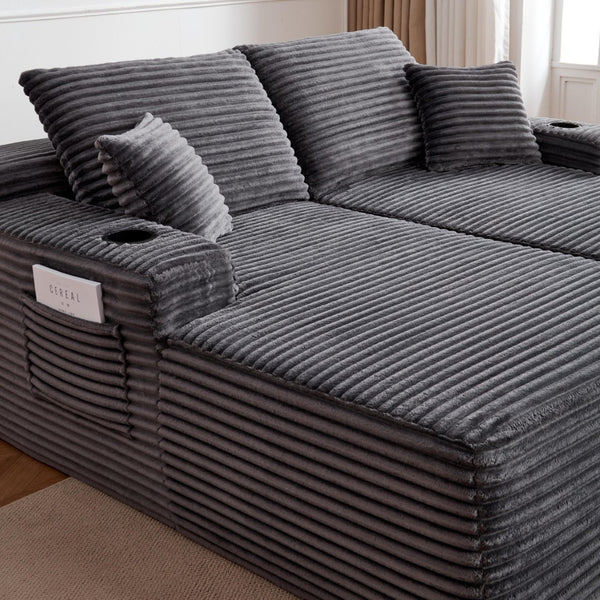 English Elm New Cloud Sectional Sofa Deep Plush Seat Double Chaise Low Profile Modern Lounge Grey W3975P475550