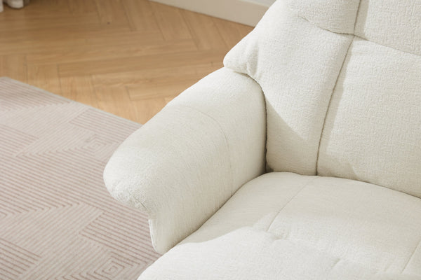 English Elm 010-Ergonomic Recliner Chair with Ottoman — 360° Swivel Lounge, Chenille Comfort, Heated Seat, Massage, Adjustable Backrest White W2636P262424