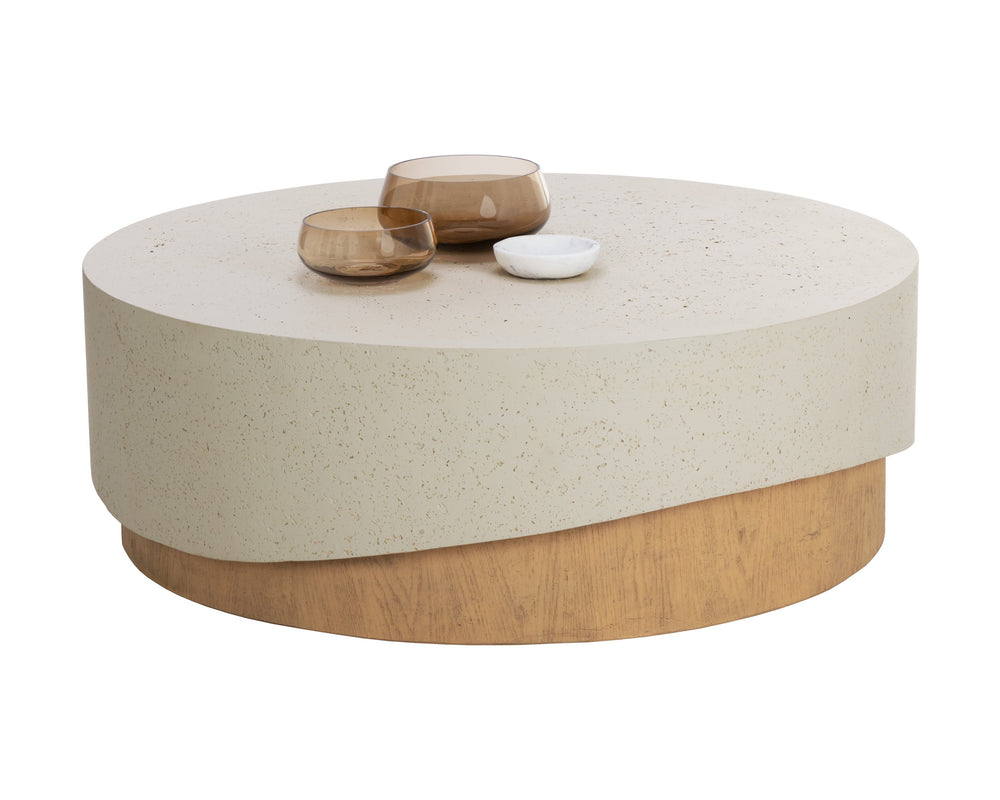 Sunpan Patras Coffee Table - Sculptural Concrete Design with Textured Top for Indoor & Outdoor Elegance