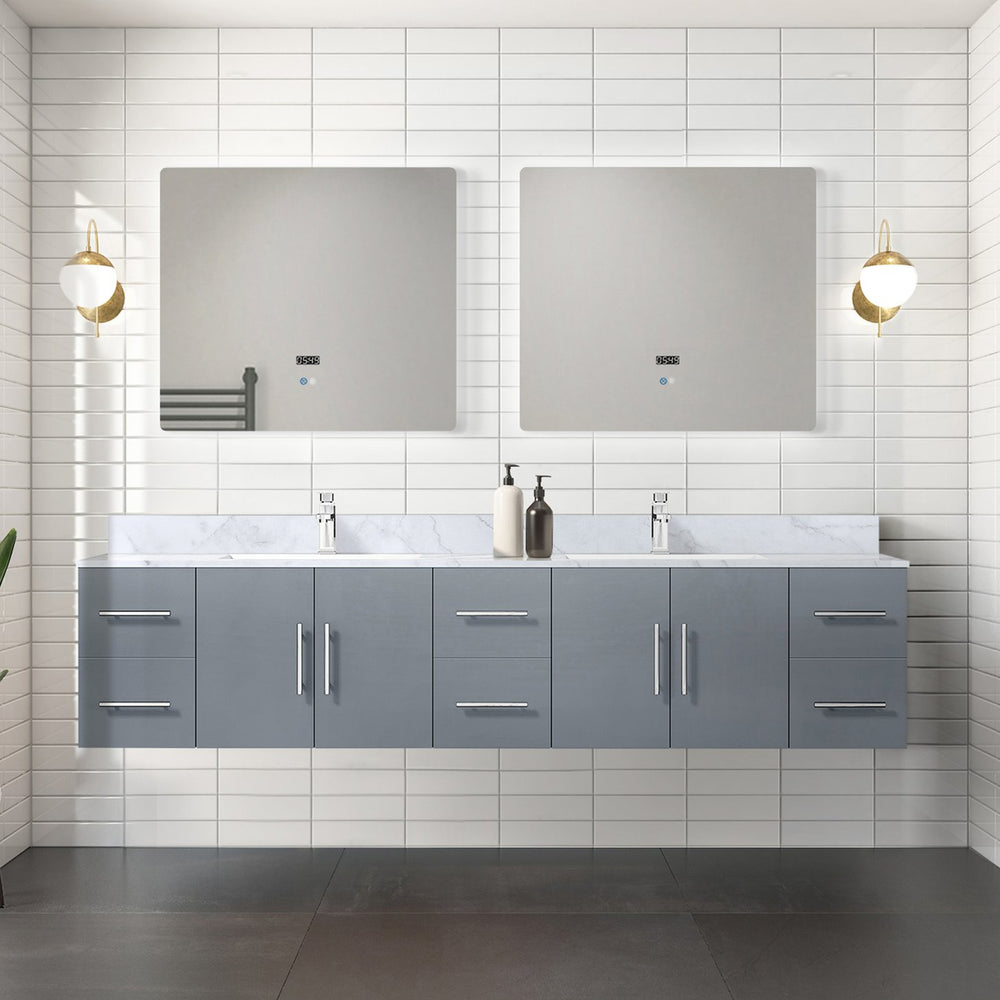 English Elm Dark Grey Double Bath Vanity Set With 36 In. Led Mirrors - Stylish Storage & Modern Design, 84 In. W B2731S00556
