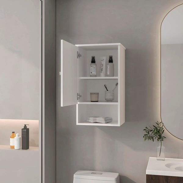 English Elm Medicine Cabinet Porto White - Engineered Wood Bath Storage, Soft-Close Door, 3 Shelves, Slim Design B092P238698