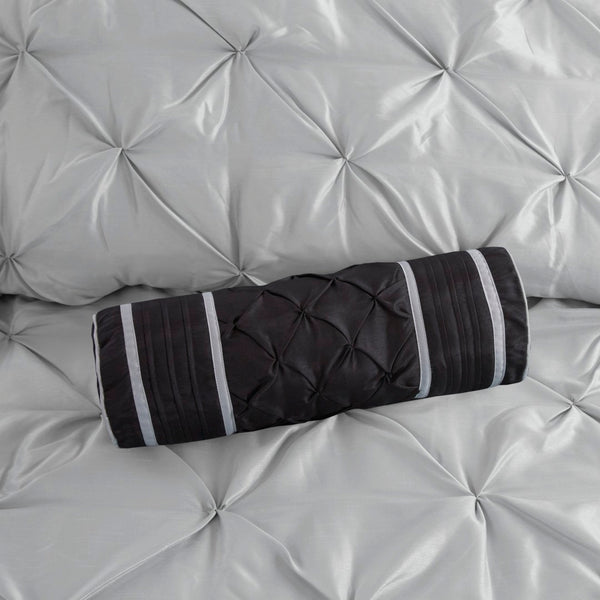 English Elm 7-piece King Tufted Pleated Comforter Set with Shams Bed Skirt Decorative Pillows B035P463170