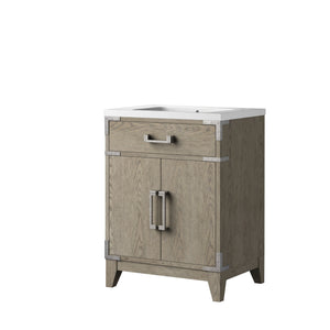 English Elm Grey Oak Single-Sink Vanity 24" W X 18" D - Modern Design With Soft-Close Storage & Acrylic Top B2731P259746